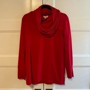 Cupio Women's Red Cowl Turtle Scoop Neck Long Sleeve Sweater Blouse Top Shirt S